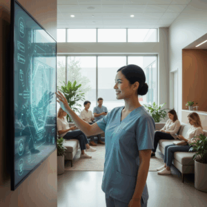 Imagem ilustrativa para o artigo sobre Como Funciona um Atendente Virtual com IA: Conceitos, Benefícios e Aplicações na Saúde